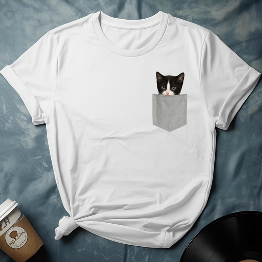 Cute Cat Peeking In Pocket T-Shirt