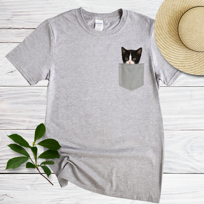 Cute Cat Peeking In Pocket T-Shirt