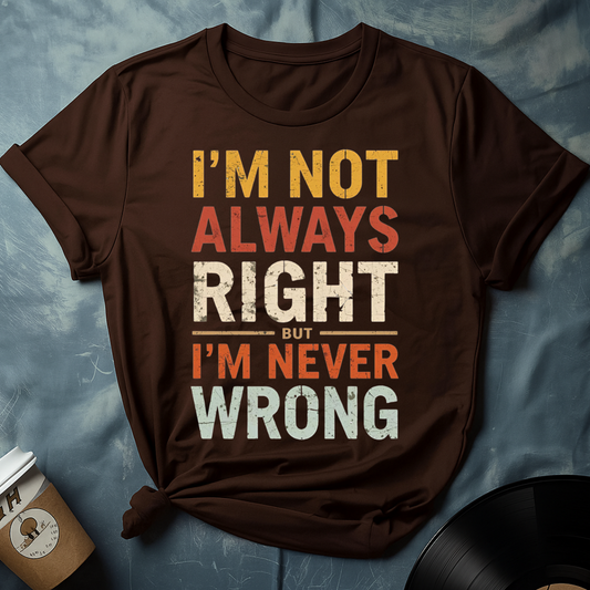I'm Not Always Right But I'm Never Wrong T-Shirt