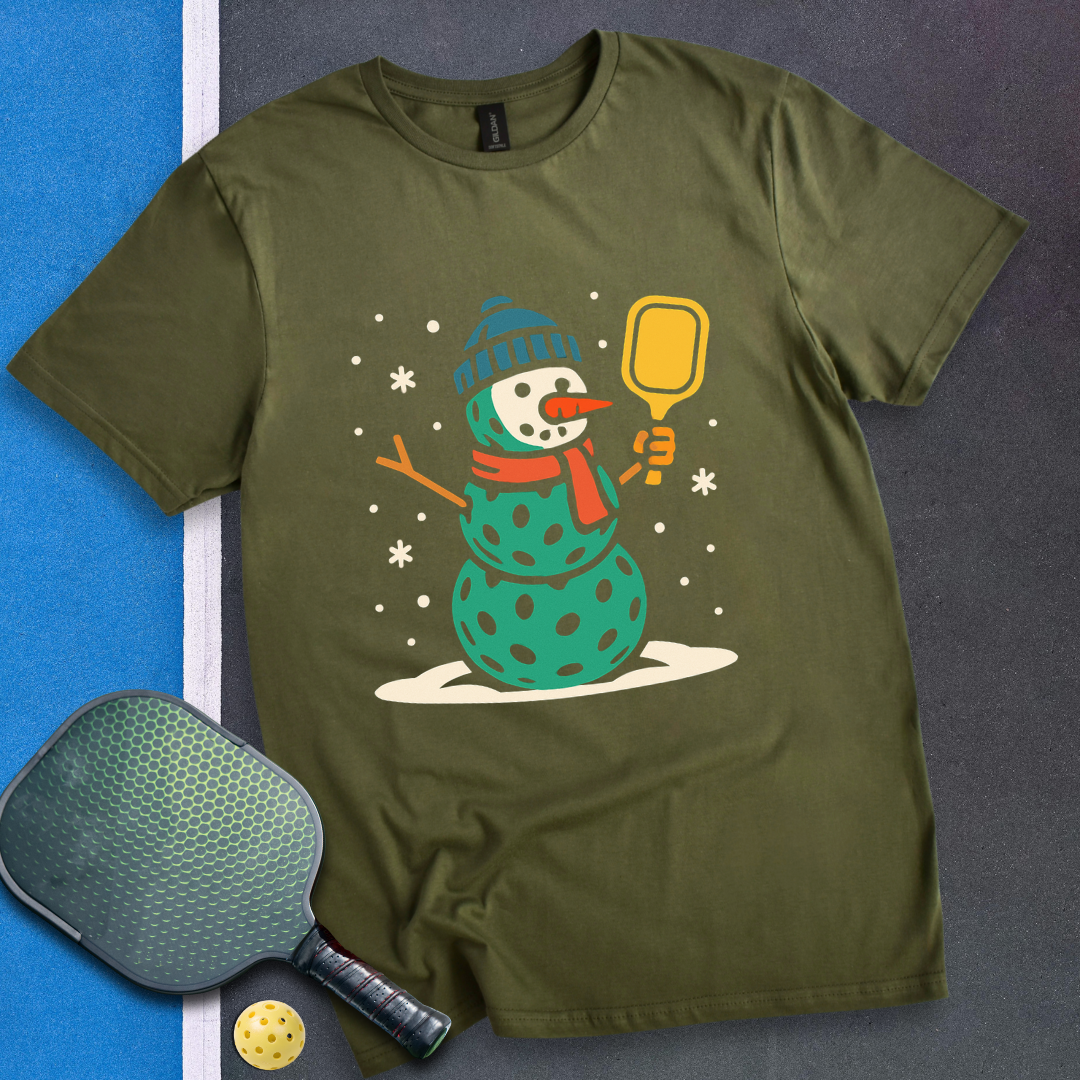 The Pickleball Snowman T-Shirt