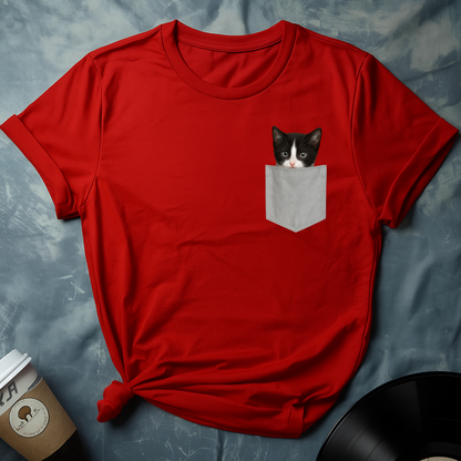 Cute Cat Peeking In Pocket T-Shirt